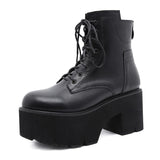 Thanksgiving  namcoverse   Women Ankle Boots Round Toe EVA Soft Material Lace-Up Female Short Boots Thick Platform Ladies Shoes Black