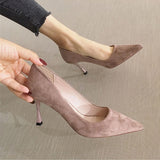 namcoverse   Ladies Shoe Women High Heel Fashion All-Match Comfortable Suede Pointed Toe Wear-Resistant Shoe Tacones Mujer Calzado Mujer