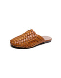 namcoverse Woven Leather Round Head Slippers