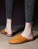 namcoverse Woven Leather Round Head Slippers