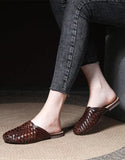 namcoverse Woven Leather Round Head Slippers