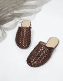 namcoverse Woven Leather Round Head Slippers