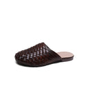 namcoverse Woven Leather Round Head Slippers