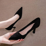 namcoverse   Ladies Shoe Women High Heel Fashion All-Match Comfortable Suede Pointed Toe Wear-Resistant Shoe Tacones Mujer Calzado Mujer