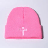 New Classic Jesus Cross Bonnet Cap Femme Knitting Hat For Women Men Winter Warm Christian Religious Faith Skullies Beanies Caps