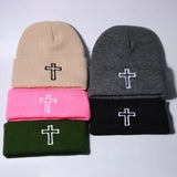 New Classic Jesus Cross Bonnet Cap Femme Knitting Hat For Women Men Winter Warm Christian Religious Faith Skullies Beanies Caps