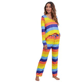 NAMCOVERSE Real spot New autumn and winter new products 2025 cross-border wish stripe printing large size loungewear casual suit women