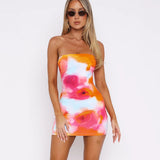 NAMCOVERSE 2025 women's clothing popular summer new sexy tube top one-word shoulder waist hip fashion printed dress