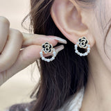 2025 light luxury camellia pearl zircon stud earrings personalized fashion high sense retro small fragrance exquisite earrings women