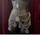 4764 2025 New hot-selling metal chain multi-layer fringed chain five-pointed star pendant versatile waist chain belt body chain