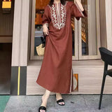 2025 Early Autumn Hepburn Elegant Loose Niche Design  Retro Printed Dress Femininity Muse Fan Yujie