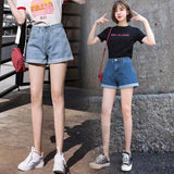 High Waist Black Denim Shorts Female Summer Student Curling Loose Slimming A- line Wide Leg Pants Hot Pants Korean Fashion