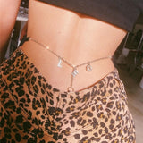 2025 Fb2110  stainless steel twelve constellation rhinestone letter pendant waist chain underwear integrated combination thong chain
