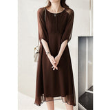 2025 Temperament high-end heavy mulberry silk skirt, thin silk dress  women's new summer medium and long models