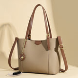 2025 Bag Women's popular Autumn Premium Sense Large Capacity Tote Bag Contrasting Color Niche Temperament Shoulder Bag Practical Commuter Bag