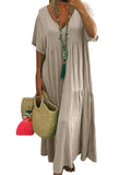 NAMCOVERSE Spring and Summer European and American Wish  New V-neck Irregular Multi-Color Multi-Size Long Large Hem Dress