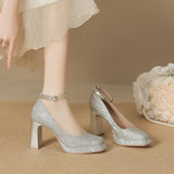 2025 8126-3 Waterproof table high-heeled single shoes for women 2025 women's winter new square-headed Mary Jane shoes thick-heeled high-heeled shoes for women