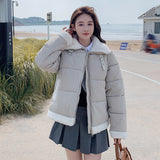 Women's cotton-padded thickened versatile thermal jacket stand-up collar top 2023 new Korean version of casual loose cotton clothing winter clothing