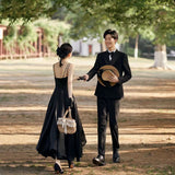 2025 black suspender evening dress retro Hepburn style theme photography clothing elegant temperament location photo dress