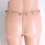 2025 Fb2110  stainless steel twelve constellation rhinestone letter pendant waist chain underwear integrated combination thong chain