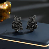 2025 S925 silver needle full of zircon heavy industry camellia stud earrings women's light luxury high-end sense niche exquisite versatile earrings