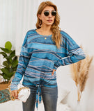 NAMCOVERSE New 2025 new  women's clothing  women's top printed lace-up long-sleeved crew neck sweater women
