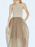 2025 Zheng Xiyi same popular summer new waist splicing new Chinese bud vest skirt sleeveless dress