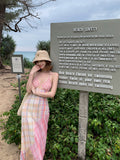 2025 Dopamine Island wears a sling neck plaid color matching dress, Sanya, Thailand photo skirt, seaside vacation