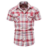 NAMCOVERSE 2025 popular Summer Men's New Plaid Shirt Men's Casual Pocket Casual Business Top Lapel Short Sleeve Top