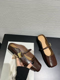 2025 Flat-bottomed bag head, half slippers, women's outer wear, spring and summer with skirts, cool slippers, gentle temperament, Mary Jane single shoes