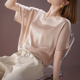 2025 Minimalist shirt mulberry silk shirt, pink silk skirt high-end women's top  summer shirt