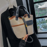 NAMCOVERSE 2025 Niche design retro canvas portable bucket bag women's popular new ins fashion shoulder vegetable basket messenger bag
