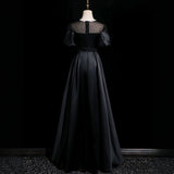 2025 black evening dress  new high-end light luxury niche banquet host art examination temperament celebrity dress