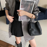 NAMCOVERSE 2025Leather women's bags, niche portable vegetable basket bags, cowhide bucket bags, high-end fashion trend single shoulder messenger bags