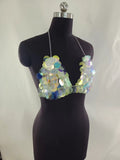 2025 MW3225  vest radiant sequin sheet pendant neck halter top tube top small vest body chain