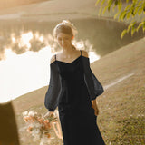 2025 suspender light wedding dress bride travel photography wedding dress Mori super fairy banquet dress dress female thin retro go out dress