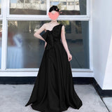 2025 evening dress dress  new high-end shoulder temperament banquet host celebrity satin dress spring girl