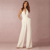 New European and American Women's Clothing Banquet Dress Jumpsuit  Independent Station Popular Sexy Halter Women's Trousers