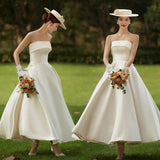 2025 New studio theme  lawn white tube top simple satin wedding photo photography photo retro short skirt dress
