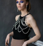 L4805Y 2025 New exquisite jewelry body chain metal chain multi-layer fringed pearl pendant fashion body chain
