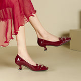 2025 433-5 Red high heels for women 2025 women's autumn new square head thin heels single shoes not tired feet solid color banquet shoes for women
