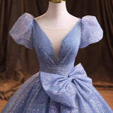 Banquet Evening Dress 2025 New Spring Blue Temperament Elegant Vocal Art Examination Solo Annual Meeting Hosting Dress Female