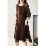 2025 Temperament high-end heavy mulberry silk skirt, thin silk dress  women's new summer medium and long models