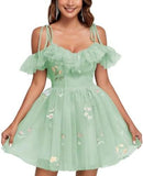 2025 suspender evening dress short dress popular new mesh yarn slim and thin adult ceremony host dress