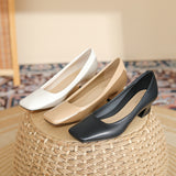 2025 488A square head thick heel single shoes women's 2025 new  light mouth medium heel women's shoes niche professional work shoes