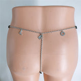 2025 Fb2110  stainless steel twelve constellation rhinestone letter pendant waist chain underwear integrated combination thong chain