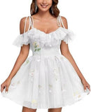 2025 suspender evening dress short dress popular new mesh yarn slim and thin adult ceremony host dress