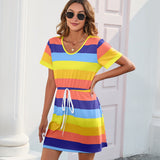 NAMCOVERSE Real spot 2025  crew neck striped printed onesie jumpsuit short sleeve pajamas casual dress