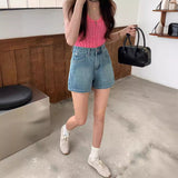 NAMCOCERSE New Four-Sided Stretch Denim Shorts Women's Summer  New High Waist Slimming A- line Wide-Leg Hot Pants 3022