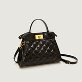 2025 Bag Autumn Women's popular Fashion Rhombus Embroidery Thread Handbag High Sense Large Capacity Shoulder Bag Commuter Messenger Bag